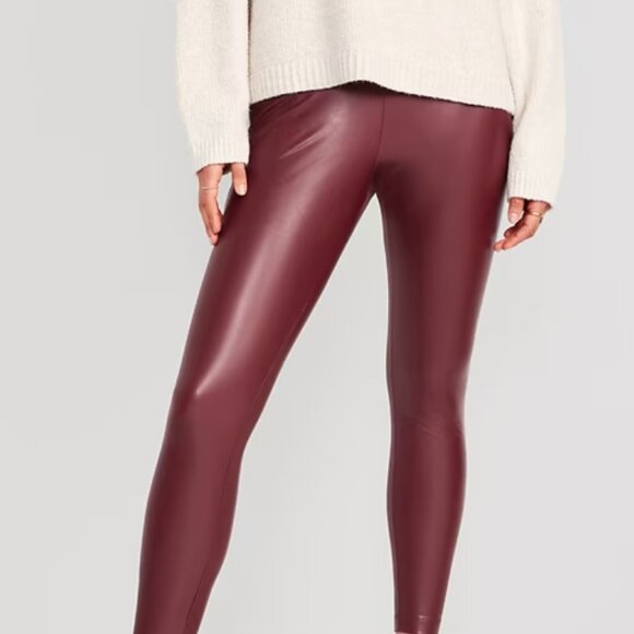 NWT Red High-Waisted Faux Leather Leggings - Picture 3 of 3
